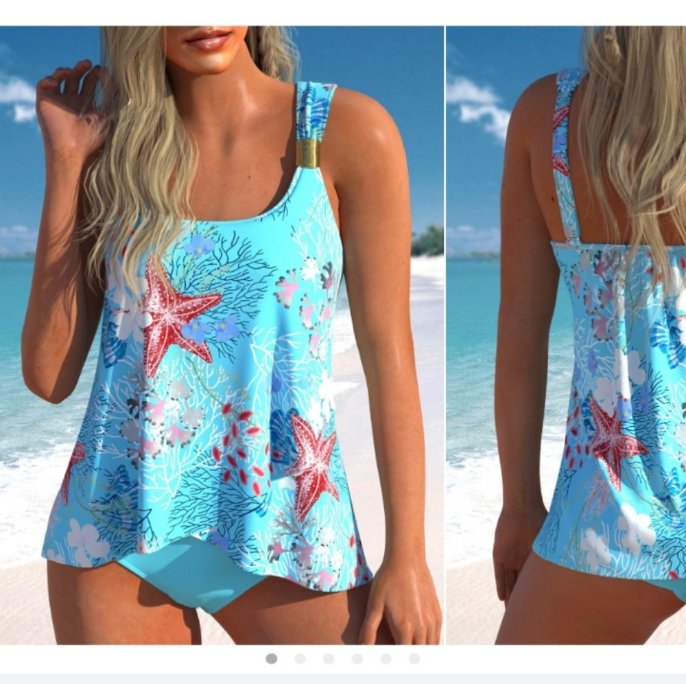 New Light Blue Tankini Set